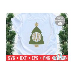 christmas svg - christmas tree monogram frame - svg - eps - dxf - png - christmas cut file - silhouette - cricut - cut f