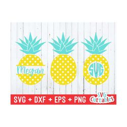 polka dot pineapple svg - split pineapple cut file - monogram frame - svg - svg - dxf - eps - png - silhouette - cricut