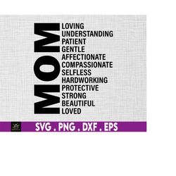 mom loving understanding patient gentle svg, mom definition svg, mother's day gift, strong mom svg, mom life svg, mother