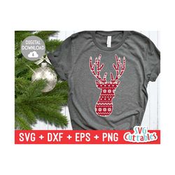 christmas svg - deer - cut file - svg - eps - dxf - png - winter - sweater pattern - reindeer - silhouette - cricut file