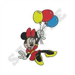 minnie with balloons machine embroidery design