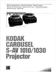 kodak carousel s-av 1010/1030 projector instructions slide