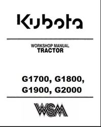 kubota lawn garden g1700 g1800 g1900 g2000 workshop manual