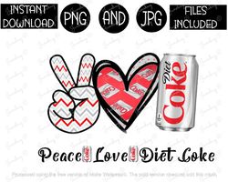 peace love diet coke soda tshirt tumbler mug etc sublimation iron on png & jpg files