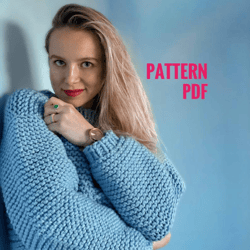 pattern easy chunky sweater pattern oversize sleeves sweater knitting pattern chunky bomber gift for mother in law
