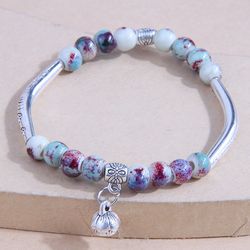 bracelet tisse avec perles blanches pour femmes, large et elastique, a la mode, bijoux d ete, nouvelle collection