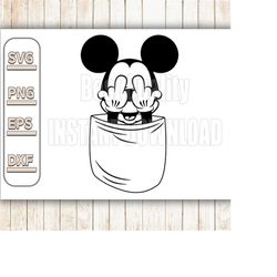 middle finger mickey digital download svg files, png files, jpeg files, dxf files