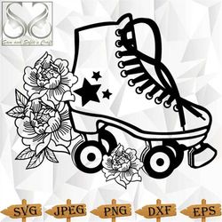 floral roller skate svg | skater girl svg | roller skate cut file | skate svg | 90s sport | retro sport  | cut file for