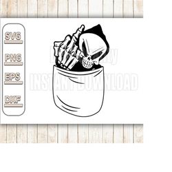 grim reaper svg dxf png, skull clipart, death, halloween, scary horror, printable cut file cricut, cameo silhouette, dig