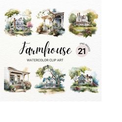 farmhouse png | farmhouse front porch watercolor clipart | summer clipart | porch bundle png | rustic country barn | far