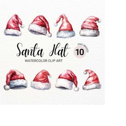 santa hat clipart | watercolor christmas clipart | winter clipart | junk journal | santa claus png | holiday digital pla