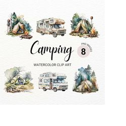 camping clipart | camper clipart | forest png | tent clipart  | nursery wall art | outdoors clipart bundle | commercial