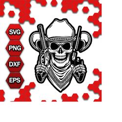 cowboy skull svg file for sublimation, western skull svg cut file, western cowboy skeleton svg file, western cowboy skul