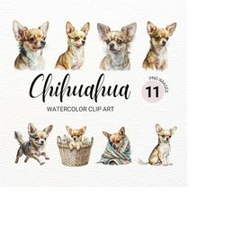 Chihuahua Clipart | Dog PNG | Watercolor Dog Clipart | Dog Portrait | Puppy Images | Nursery Wall Art | Junk Journal | D