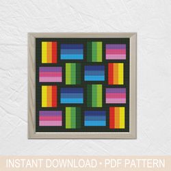 modern pattern cross stitch pattern pdf, rainbow cross stitch, easy cross stitch - instant download