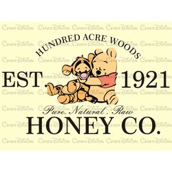 hundred acre woods, est 1921, honey co, honey bear png, retro honey bear png file, fast download png file, honey bear vi