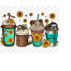 sloth coffee cups png sublimation design download, coffee cups png,sunflower coffee cup png,sloth coffee cups png,sublim