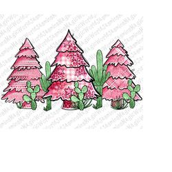 Western Pink Christmas Trees Png Sublimation Design, Pink Christmas Trees Png, Christmas Tree Png, Happy New Year Png,Ch