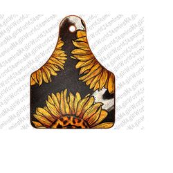western sunflower pattern cow tag, farm cow tag sunflower western design, png printable, sublimation download, instant d