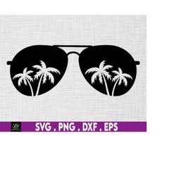 palm tree sunglasses svg, ocean, tropical, beach, instant digital download files included!