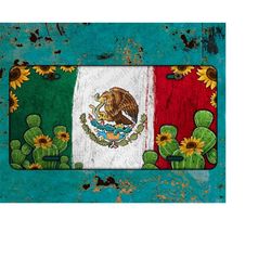 mexican flag license plate png sublimation design, mexico license plate png, mexican flag png, sunflower license plate p