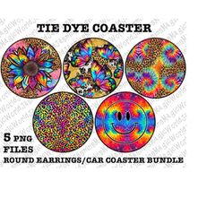 tie dye round coaster png bundle design, tie dye car coasters png, tie dye earrings bundle png, tie dye png,sublimate de