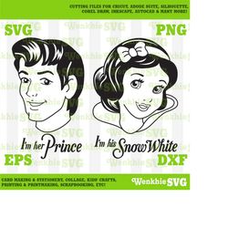 my prince and princess snow white cutting file printable, svg file for cricut