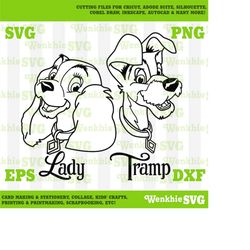 lady and the tramp cutting file printable, svg file for cricut