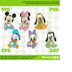 mickey and friends babies bundle cutting file printable, svg file for cricut
