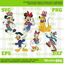 4th of july mickey and friends bundle cutting file printable, svg file for cricut