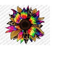 tie dye sunflower design png,sunflower tie dye mix leopard png, colorful rainbow sunflower png download,tie dye sunflowe