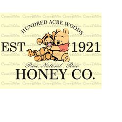 hundred acre woods, est 1921, honey co, honey bear png, retro honey bear png file, fast download png file, honey bear vi