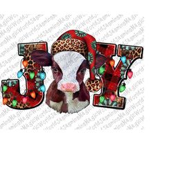 joy christmas baby cow png sublimation design, joy christmas png, baby cow png, christmas cow png, western christmas,ins