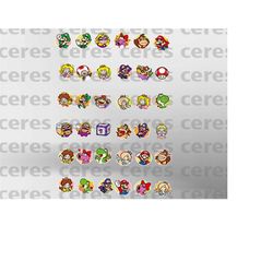 super mario all characters bundle, super mario bundle svg, super mario png, princess peach bundle, luigi bundle, super m