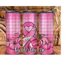 tackle cancer western pumpkin 20oz skinny tumbler png design, breast cancer tumbler, cancer awareness tumbler, cancer pn