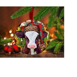 baby calf christmas ornaments png sublimation design, western christmas ornaments png design,baby cow png,cow ornaments