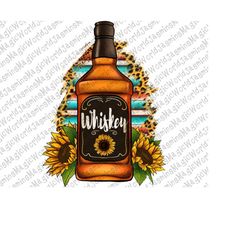 western whiskey bottle png sublimation design, leopard pattern, sunflower png, whiskey png, western whiskey png,serape p