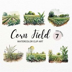 corn field clipart | farm landscape | watercolor corn field landscape | grass clipart | summer clipart | watercolor clip