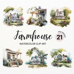 farmhouse png | farmhouse front porch watercolor clipart | summer clipart | porch bundle png | rustic country barn | far