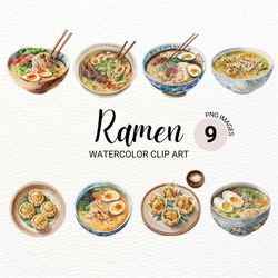 watercolor ramen bowl png | ramen clipart | kawaii clipart | food clipart bundle | junk journal | digital planner | anim