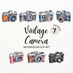 vintage camera clipart | watercolor camera png | junk journal | digital planner | retro collage images | kawaii clipart