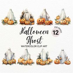 spooky ghost clipart | watercolor halloween png | collage images | junk journal | pumpkin clipart bundle | digital plann