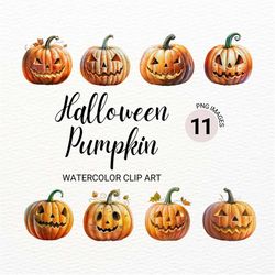 halloween pumpkin clipart | watercolor halloween png | spooky collage image | junk journal clipart bundle | digital plan