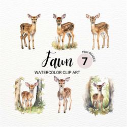 watercolor fawn clipart | deer png | woodland animals | forest baby animals | junk journal | digital planner | paper cra