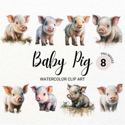 baby pig clipart | piglet png | cute pig | baby animals prints | farm animals clipart | watercolor pig | commercial lice