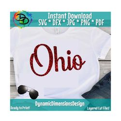 ohio svg, ohio in script, script font, college, basketball, football, silhouette files cricut svg dxf iron on image clip