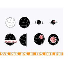 volleyball svg, volleyball monogram svg, volleyball split name frame svg, volleyball heartbeat svg, volleyball ekg svg,