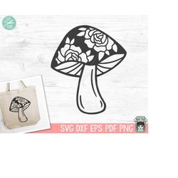 Mushroom SVG, Mushroom Cut File, Mushroom Clipart, Mushroom Vector, Mushroom png, Floral Mushroom svg, Mushroom DXF, Flo