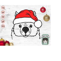 wombat santa hat svg file, wombat with hat svg, christmas svg file, wombat svg, christmas cut file, christmas santa hat