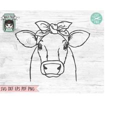 cow bandana svg, cow svg file, cow cut file, cow with bandana, bandana cow svg, animal face, cow with scarf, cow head sc